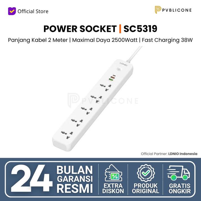 Gambar LDNIO SC5319 Power Socket Defender Series 5 Socket 3 USB Port - SC5319 dari PVBLIC ONE Kota Tangerang Tokopedia
