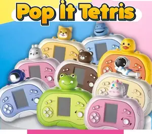 POP IT Elektrik TETRIS Mainan Edukasi Puzzle Brick Balok Susun Game Mainan Keluarga Quick Push Nyala Musik Light LED Tetris 9999 Gameboy Console Fidget Hadiah Toy Gift