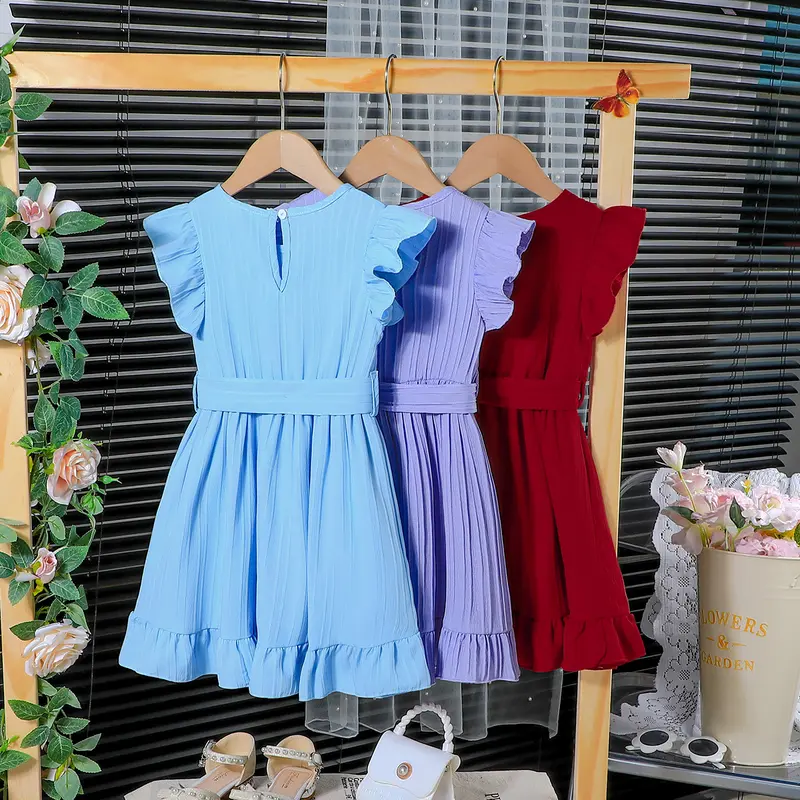 Váy Công Chúa, Không Tay, Nút Sau, Xếp Nhún, Dành Cho Bé 4-7 Tuổi, Thích Hợp Cho Bé Gái, Ootd 1