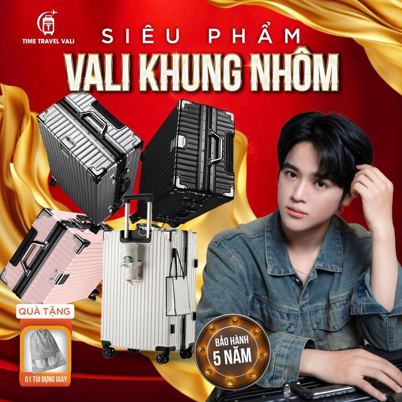 NB979 Vali khung nhôm hàng loại 1 phun sơn tĩnh điện thiết kế ngăn khoá kéo, có ngăn đồ ướt, khay đựng cốc (Bản nâng cấp không chìa khoá) - Bảo Hành 5 Năm Nam times  travel hộp đựng cứng nhẹ