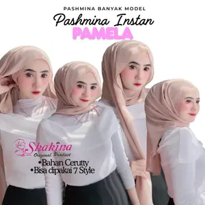 (SH)- Pamela Pashmina Instan Bahan  Ceruty Babydoll Ovale Malay Bisa Bolak Balik Kerudung  Muslim Jilbab Cantik Kekinian