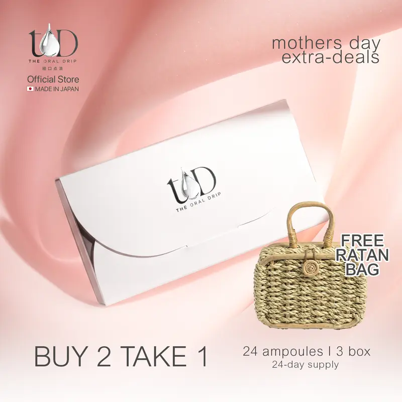 BUY 6 TAKE 1 + RATAN BAG & UV UMBRELLA] The Oral Drip S-Acetyl Glutathione  Drink | Liquid Glutathione Supplement with Vitamin C, B-Complex & Grape  Extract | Wellness Drink - TikTok Shop Philippines