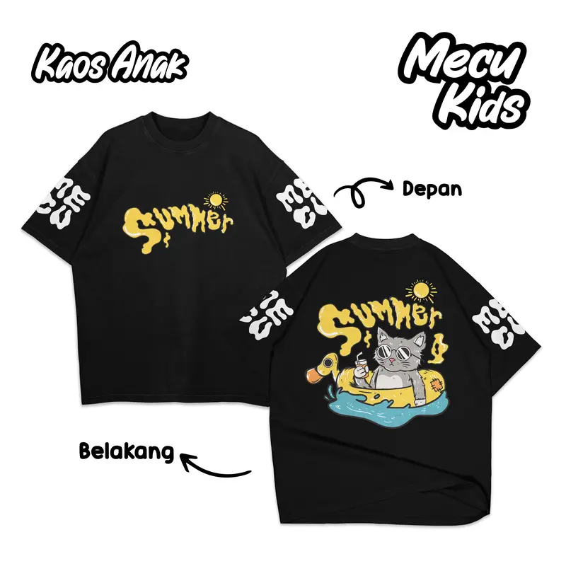 MECUKIDS CAT SUMMER KAOS DISTRO ANAK UMUR USIA 4 5 6 7 8 9 10 11 12 Tahun Tangan Lengan Pendek Combed Katun 1