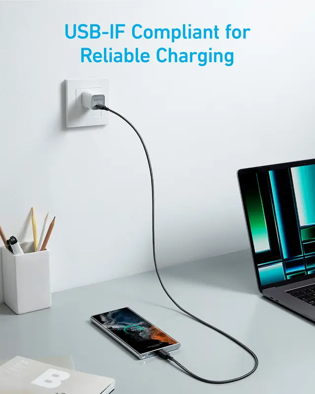 Kabel Charger Anker 322 USB-C to USB-C Cable (6ft Braided) - A81F6 3