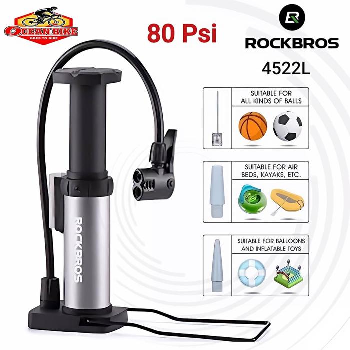 Gambar Pompa Sepeda Injak Rockbros 4522L Mini 80 PSI Portable Pentil Presta Schrader Pump Angin sepeda bola motor dari Ocean Bike Official Kota Administrasi Jakarta Barat Tokopedia