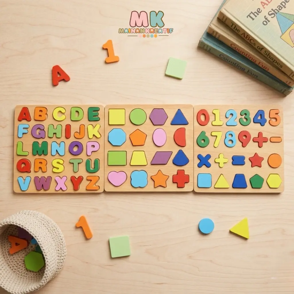 MK102 Mainan edukasi puzzle Huruf & angka /puzzle alphabet/puzzle kayu