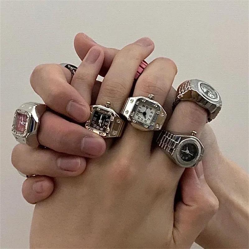 Nhẫn Đồng Đồng Hồ Punk, Đơn Giản Và Phong Cách, Đồng Hồ Ngón Tay Cặp Đôi Độc Đáo Đồng Hồ Mini, Đồng Đồng Hồ Điện Tử Sáng Tạo Cổ Điển