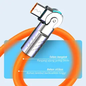 KABEL DATA  USB FAST CHARGING ROTARY 180 Derajat PREMIUM High Quality Quick/Fast Charging cocok Untuk Gamers For Iphone/Type C/Micro