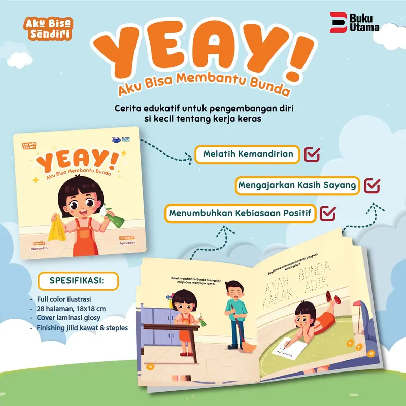 BUKU CERITA SERI AKU BISA SENDIRI (Edukasi Untuk Melatih Pengembangan Diri si Kecil) Full Color & Ilustration Soft Cover 5