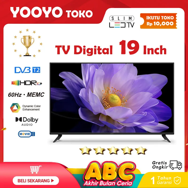 Terkini TV Digital 19 Inch TV LED HDR 10+ MEMC Dolby Audio DBX-TV FHD 2K 1080P 60HZ Televisi Murah 0