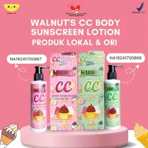 WALNUTS CC Body Sunscreen Lotion SPF50 UVA/UVB Protection Waterproof Oil Free Formula 200ML Mencerahkan Tubuh Sunblock Hijau Sawo Arbutin