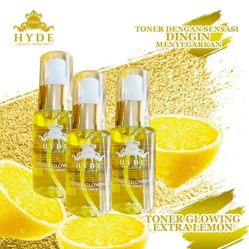 3 PCS TONER GLOWING WHITENING EXTRA LEMON HYDE BEAUTY SKINCARE