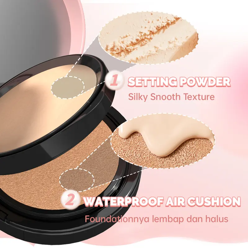 ONLYOU  Double cushion pressed powder 2 in 1 concealer foundation lasting do not take off makeup pressed  Sunscreen Cushion SPF30 PA+++【BPOM】【COD】 4