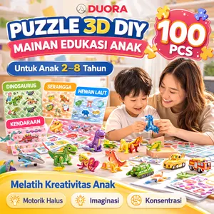 100Pcs Puzzle 3D DIY Mainan Edukasi Motif Hewan laut Dino Animal Serangga Pesawat Lucu/Mainan Edukasi