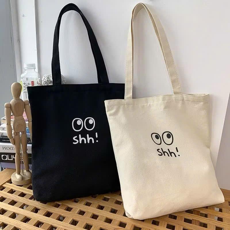 Túi tote nam nữ xinh đi học cute vải bố pvc đeo vai đáng yêu vừa sách vở giá rẻ thời trang học sinh dễ thương Bag 