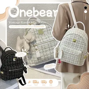 Onebear ransel mini import tas import korea ransel tas ransel mini wanita import fashion cewek ransel terbaru tas ransel unik wanita tas ransel kerja wanita import  tas imfort wanita bahan anyaman ransel wanita kekinian tas modis QW177
