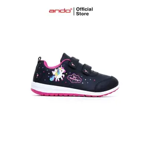Ando Official Sepatu Sneakers Minicorn V Remaja Hitam/Merah Jambu