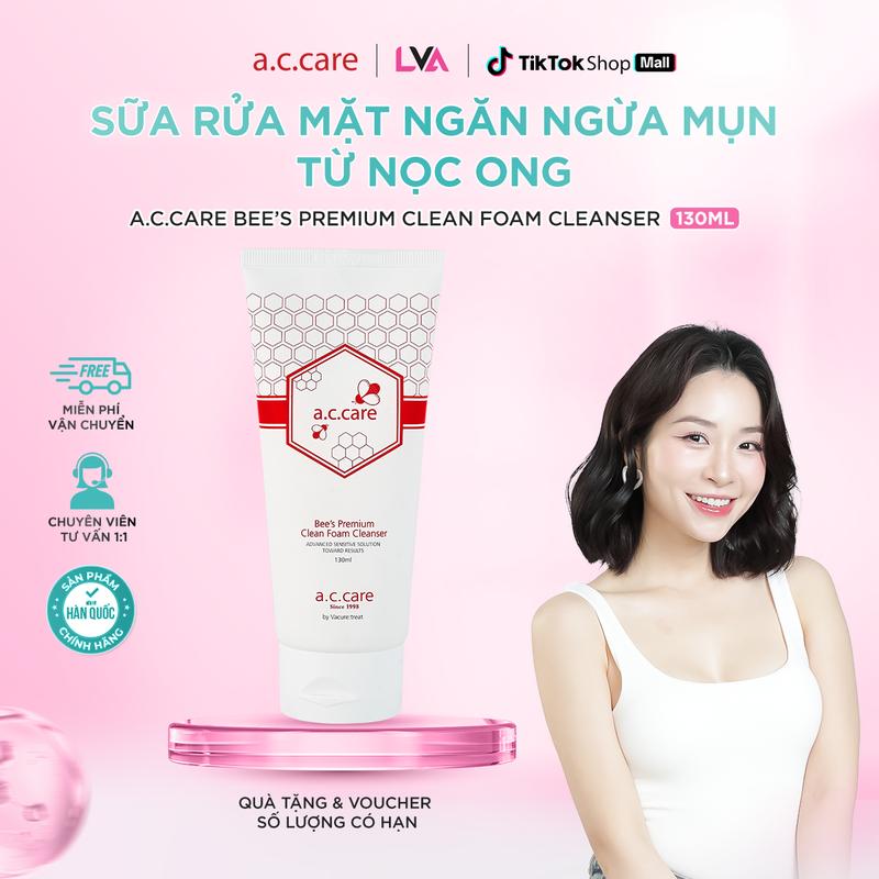 Sữa rửa mặt ngăn ngừa mụn từ nọc ong AC Care Bee's Premium Cleansing Foam 130ml Skincare Nữ