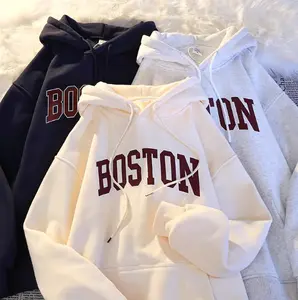 Hoodie Sweater BOSTON Unisex Casual Pullover Lembut Katun Pria Wanita Kekinian Terlaris Fleece Distro Dewasa Remaja Jaket