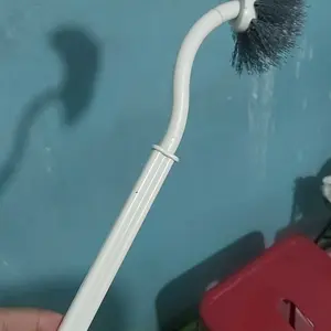 Sikat Toilet Pegangan panjang melengkung sikat toilet sikat berbentuk S siku sudut mati sikat bulu lembut sikat pembersih sikat toilet Plastik Putih Brush