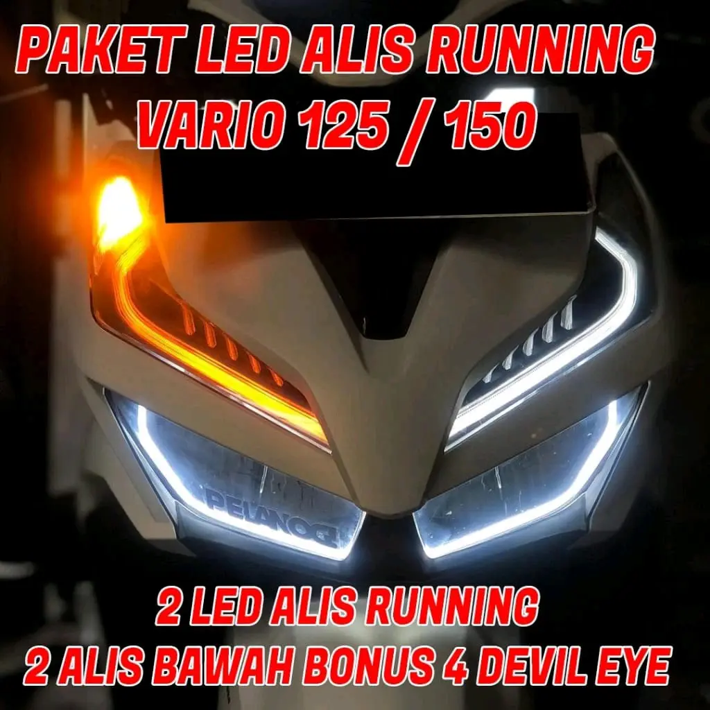 SEPAKET LAMPU ALIS RUNNING SEIN ALL VARIO125/150 2 MODE BONUS DEMON/DEVIL EYE