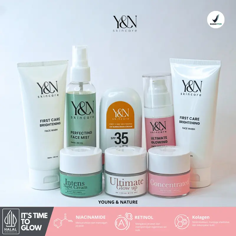 Paket Glowing Y&N Skincare Perawatan Wajah Pencerah Muka Mencerahkan Moisturizer Facial Pelembab Lotion 2