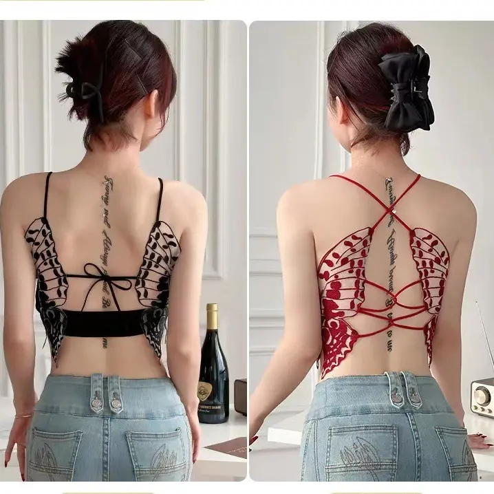 Bra Brukat Wanita Fashion Tanpa Kawat Motif Kupu-Kupu Bra Import Premium 1139 2