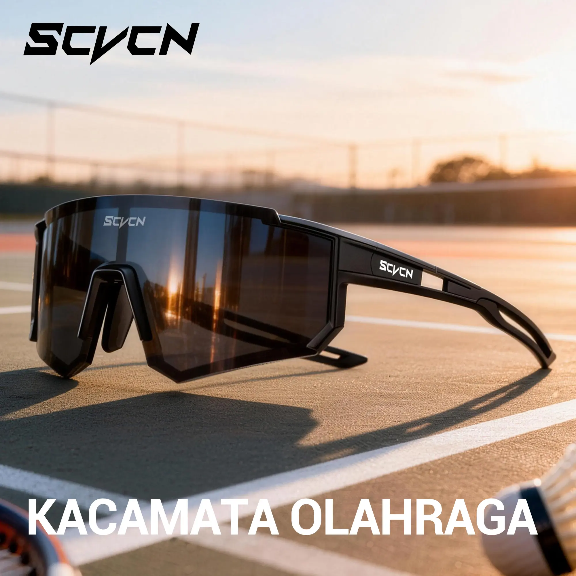 SCVCN Pelindung UV400 Kacamata Hitam Bersepeda Olahraga Luar Ruangan Untuk Sepeda Motor Memancing Mendaki Gunung Golf Baseball Skateboard Kacamata Untuk Pria Wanita Aksesoris Mode Kacamata Bersepeda