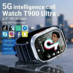 Jam Tangan Pintar T900 Ultra 2.3" HD Layar SentuhBluetooth IP68 Tahan Air Baterai 1000mAh Kompatibel iOSAndroid HarmonyOS Hitam Putih Smartwatch