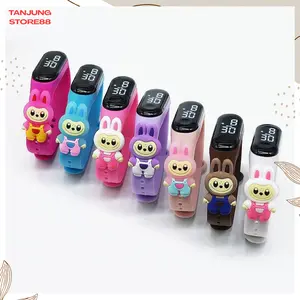 TJ Jam Tangan Digital Elektronik Led Rubber IPX4 Motif Kartun Anak Laki laki Perempuan Pria Wanita Couple Dewasa Semua Umur Gelang JA039