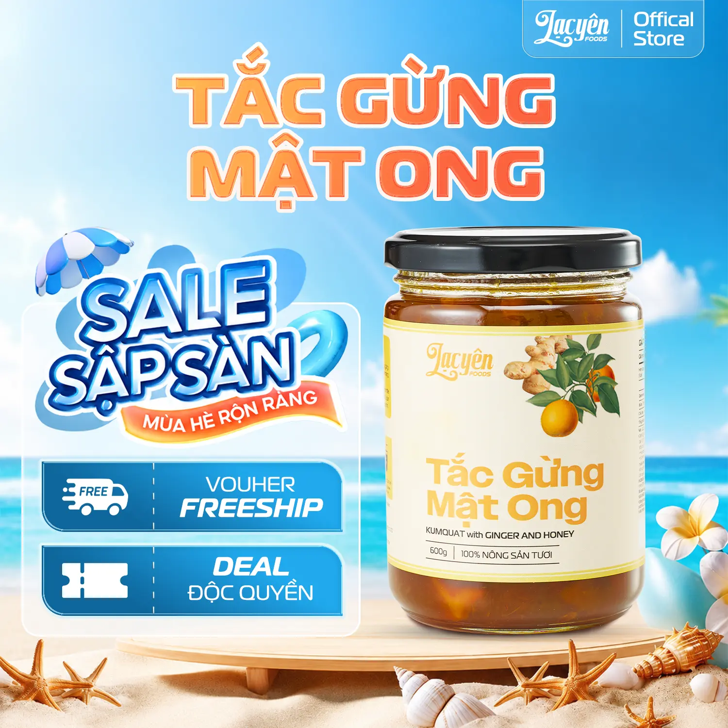 Tắc Gừng Mật Ong Lạc Yên Foods  - Đạt Chứng Nhận ISO 22000, Có Tắc Gừng Tươi Để Ngậm, Vị Chua Chua Ngọt Ngọt, An Toàn Lành Tính Cho Mọi Đối Tượng