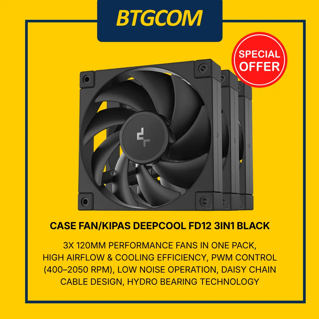 CASE FAN/KIPAS CASING COOLER DEEPCOOL FD12 3IN1 TRIPLE FAN 120MM BLACK