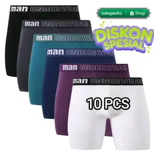 Produk Bokser Murah Simpak Pria Isi 10 PCS, Bahan Adem Karet Nyaman Katun Pendek Dewasa Cowok Hitam Lembut