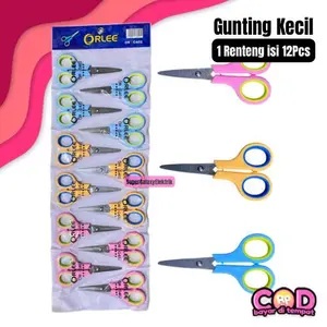 (Isi 12Pcs) Gunting Kecil Stainless Tajam/Gunting Kecil Hitam Yukinawa/Alat Pemotong/Gunting Kecil Renteng Warna Warni Orlee / Mi-One / Winstar