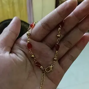 GELANG TANGAN TITANIUM CANTIK GOLD DENGAN BATU PERMATA SINTETIS