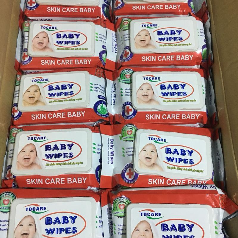 Combo 5 gói khăn ướt baby wipes 80 màu đỏ mùi thơm dịu nhẹ an toàn cho bé