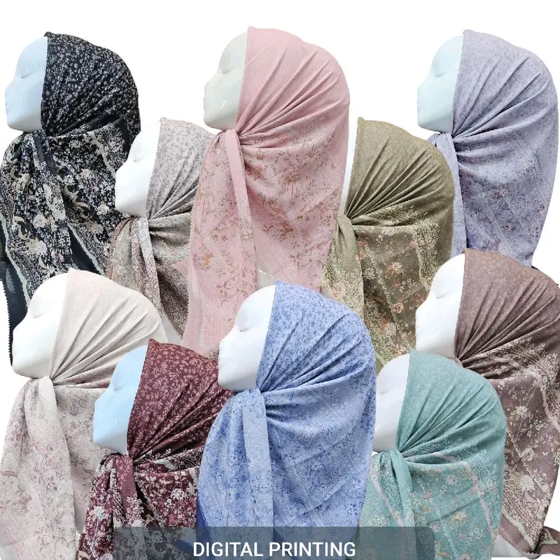(08 S / 12 N)Jilbab Voal Motif lasercut,Hijab Voal Lasercut Muslim Square Segi Empat 0
