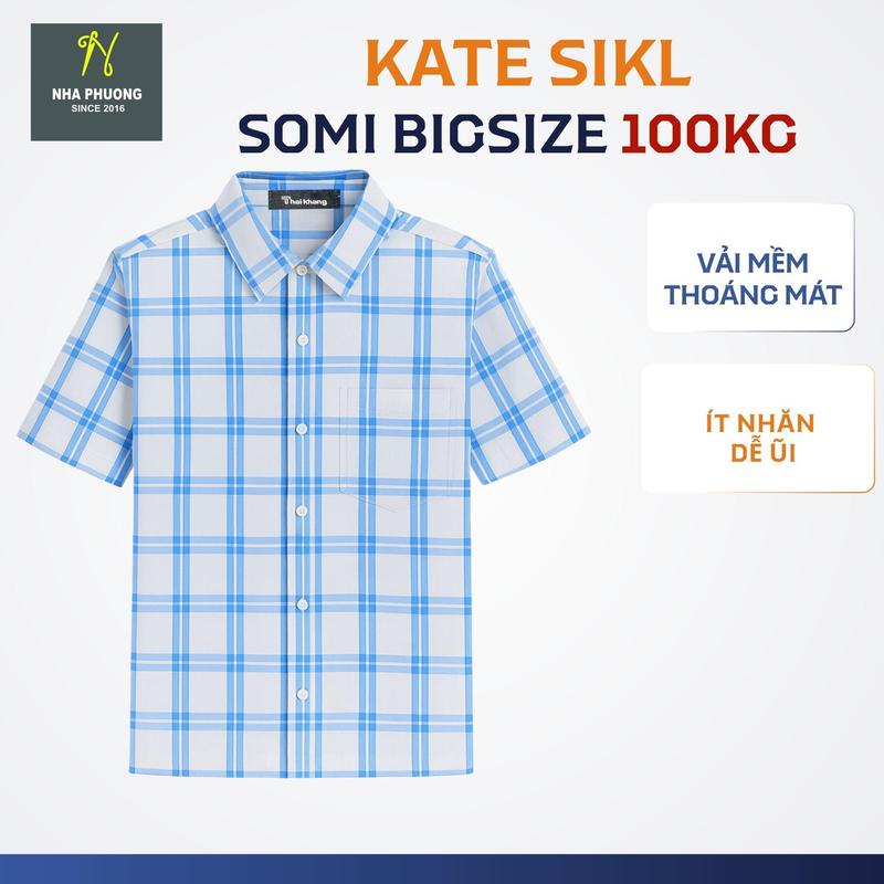  Áo Sơ Mi Nam Trung Niên Thái Khang ATK35 Vải Kate Mát Mẻ Không Nhăn Form Rộng 