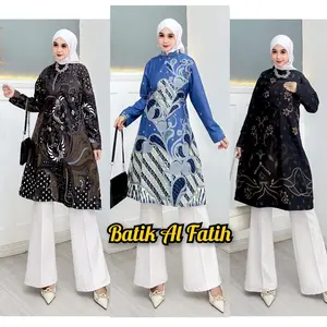 Tunik Batik Wanita Modern Premium Jumbo Terbaru Baju Seragam Kantor Guru Kerja Karyawan Kondangan