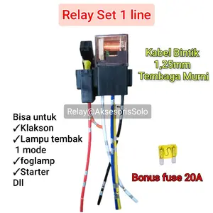 1 Set Relay 4 kaki 12V 80A + Soket + Fuse (Sekring)