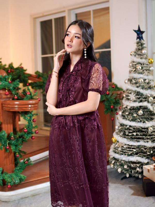 Miss Nomi - Nayala Dress Pesta One Set Mewah Elegan Gaun Pesta Natal Korean Busui Jumbo Dres Big Formal Wanita Kondangan Midi Casual Panjang Simple Pendek Remaja 5