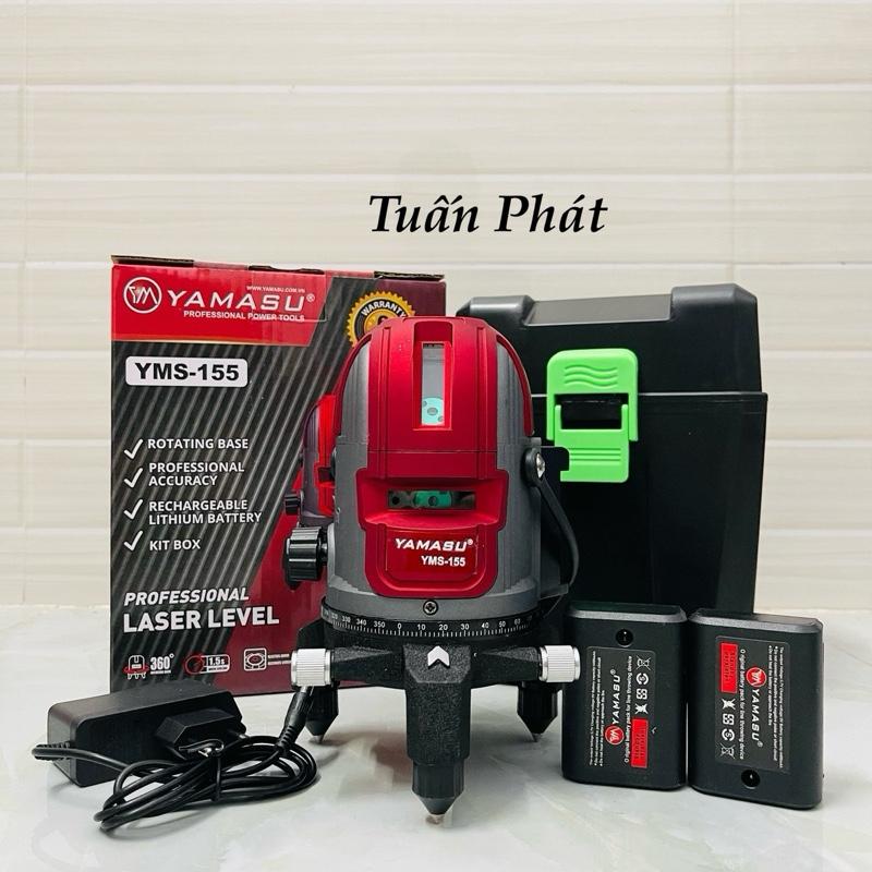 máy cân bằng laser yamasu 155 loai 5 tia xanh bóng led siêu sáng, chuyên ngoài trời nắng, không kèm châm 1m2