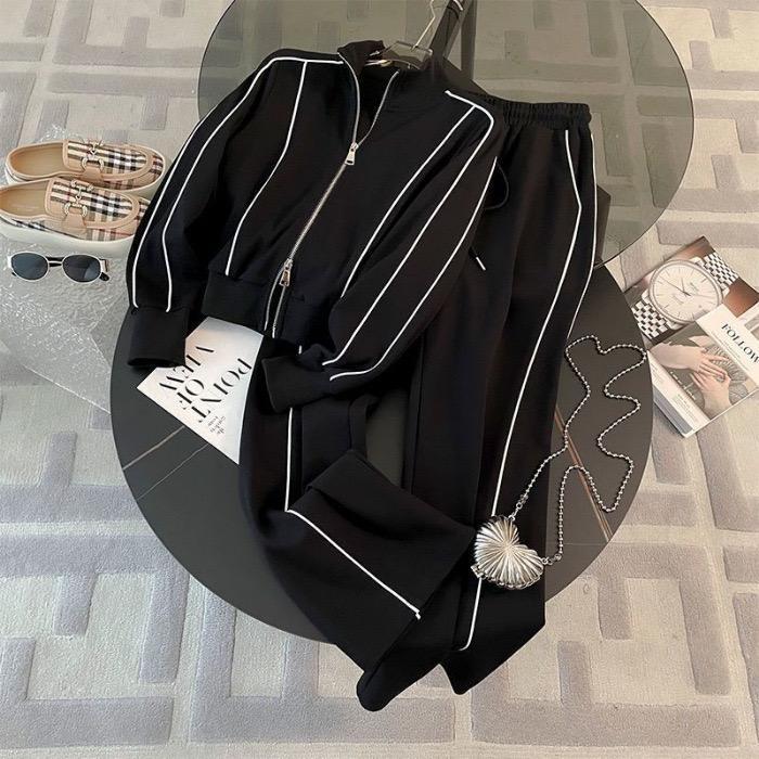 Bộ Đồ Quần Áo Thể Thao Thời Trang, Dành Cho Nữ, Áo Khoác, Quần Dài, Bộ Hai Mảnh polo  tracksuit bộ  thể da cá Women Top Pants 3