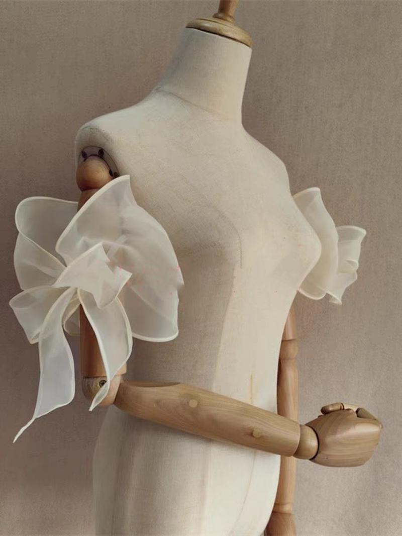 Product Introduction of Đầm cưới, cô dâu tay áo, có thể tháo rời, có nơ, làm bằng Organza, thích hợp cho váy dự tiệc, phụ kiện cho phụ nữ 13
