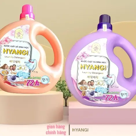 Nước giặt xả sinh học cao cấp HYANGI.Đậm đặc,sạch,thơm,diệt khuẩn,giữ màu,khử mùi hôi,tanh.Hàng chính hãng.2lit 6