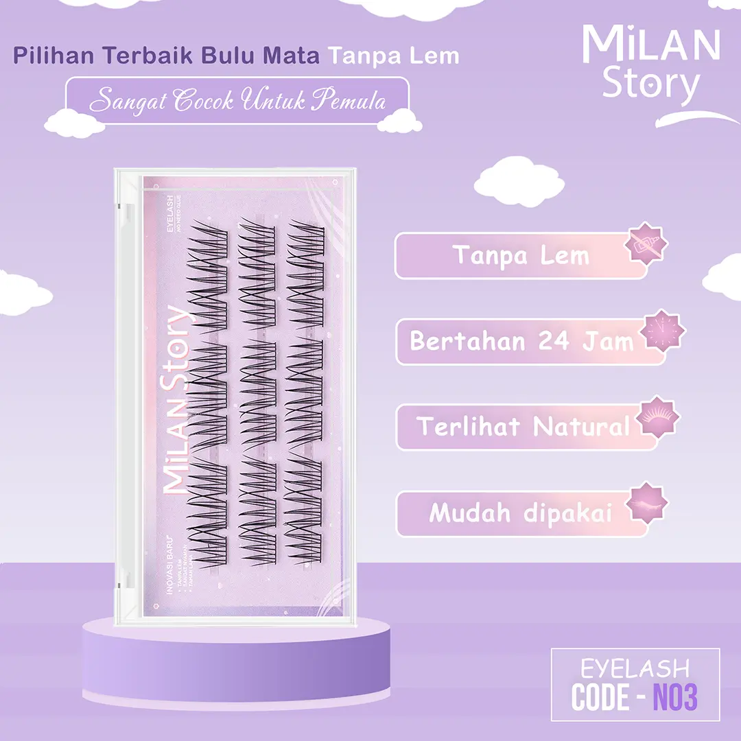 [ LANGSUNG TEMPEL ] MILAN STORY Bulu Mata Palsu Premium N03 Barbie Bulu Mata | Eyelash Extention | Eyelash | Eye Make Up Tanpa Pinset