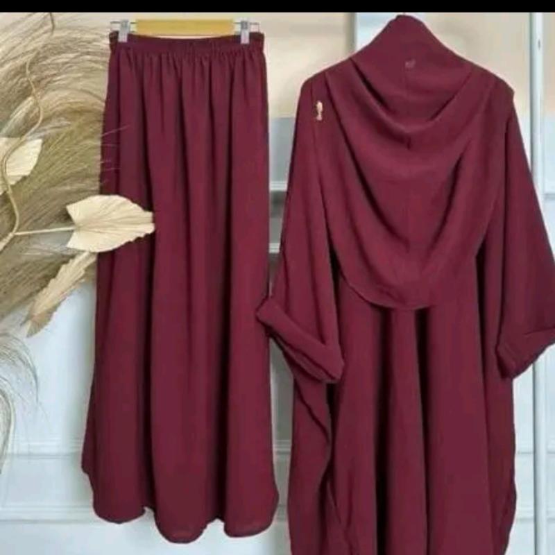 Yumna Set Rok Tunik Syar'i Kerudung Pasmina Oval Wanita One Set Tunik Melayu Bahan Cringckle Air Flow 5