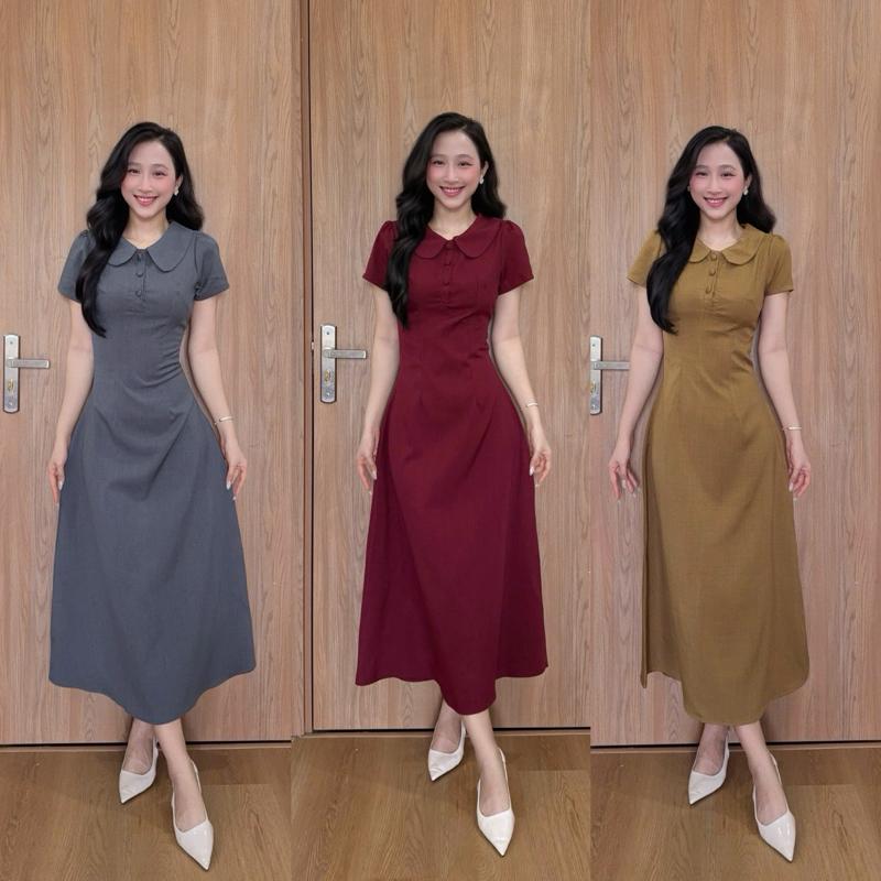 Váy cổ sen Tiểu thư Thanh lịch nhẹ nhàng dài 120cm cho phong cách thời trang hiện đại Sang trọng thiết kế tinh tế cộc tay phù hợp nhiều dịp
