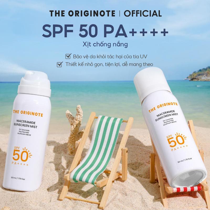 Xịt chống nắng SPF50 PA++++ The Originote chống nắng body sáng da cải thiện làn da với Niacinamide Sunscreen Mist