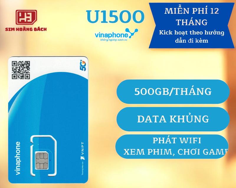 SIM 5G VINAPHONE U1500 1 Năm - Không Chia Ngày Sử Dụng - sim  u1500 Phụ Kiện